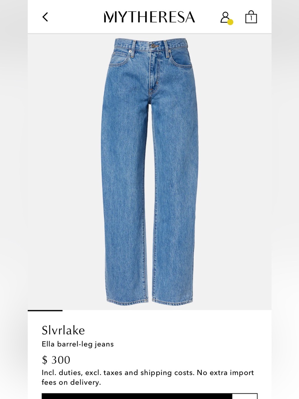 SLVRLAKE Light Blue High-Rise Barrel-Leg Jeans